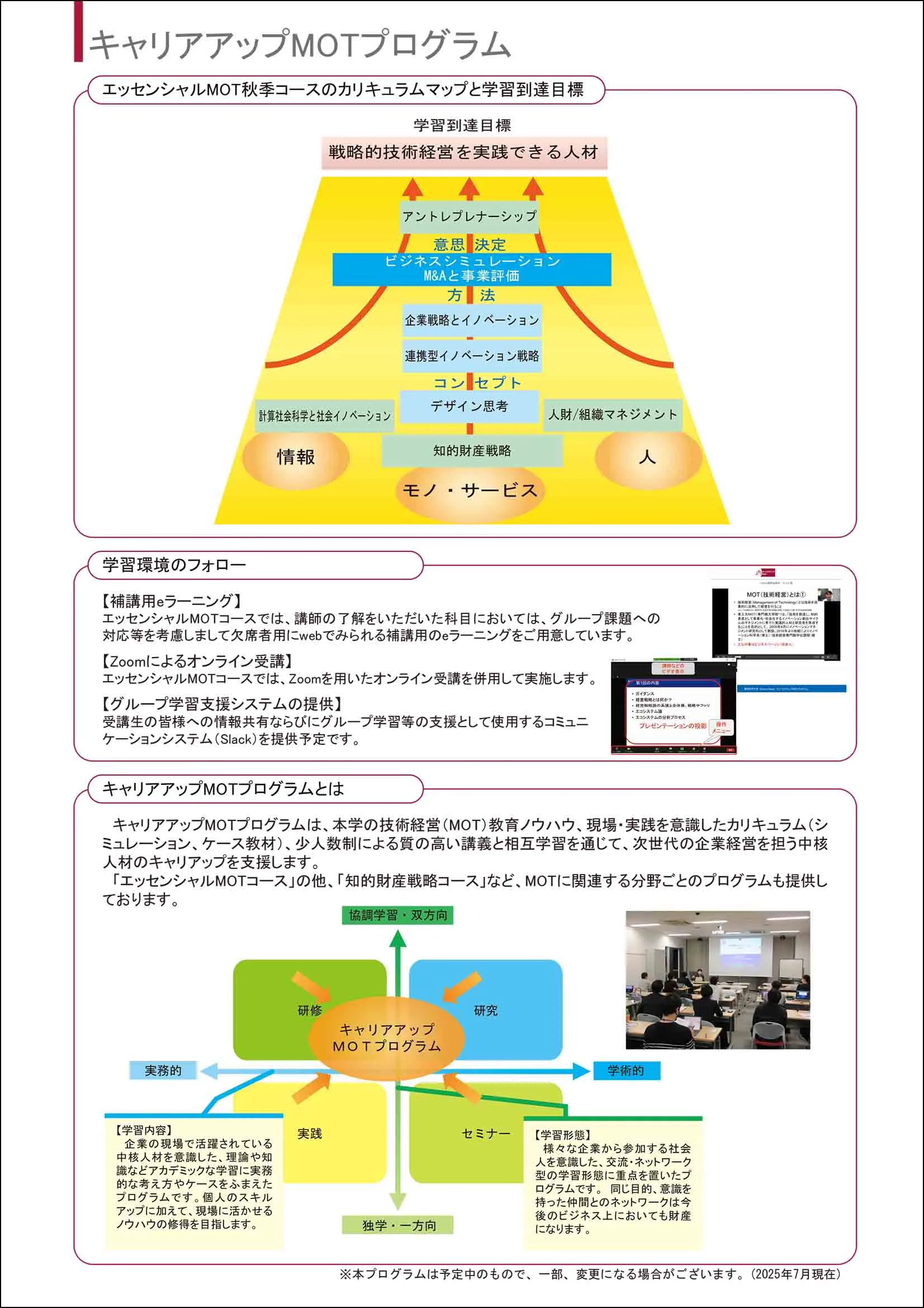 キャリアアップMOT「エッセンシャルMOT秋季コース（2025年度）」受講生募集のご案内3